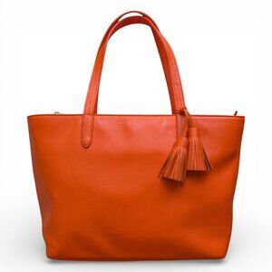 Onna Ehrlich Orange Pebbled Leather Tote with Tassels